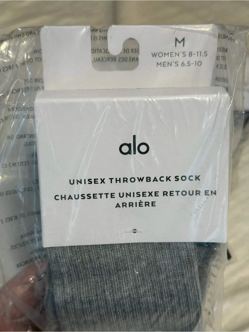 ALO Yoga Men's Athletic Throwback Socks - Heather Gray with White Logo